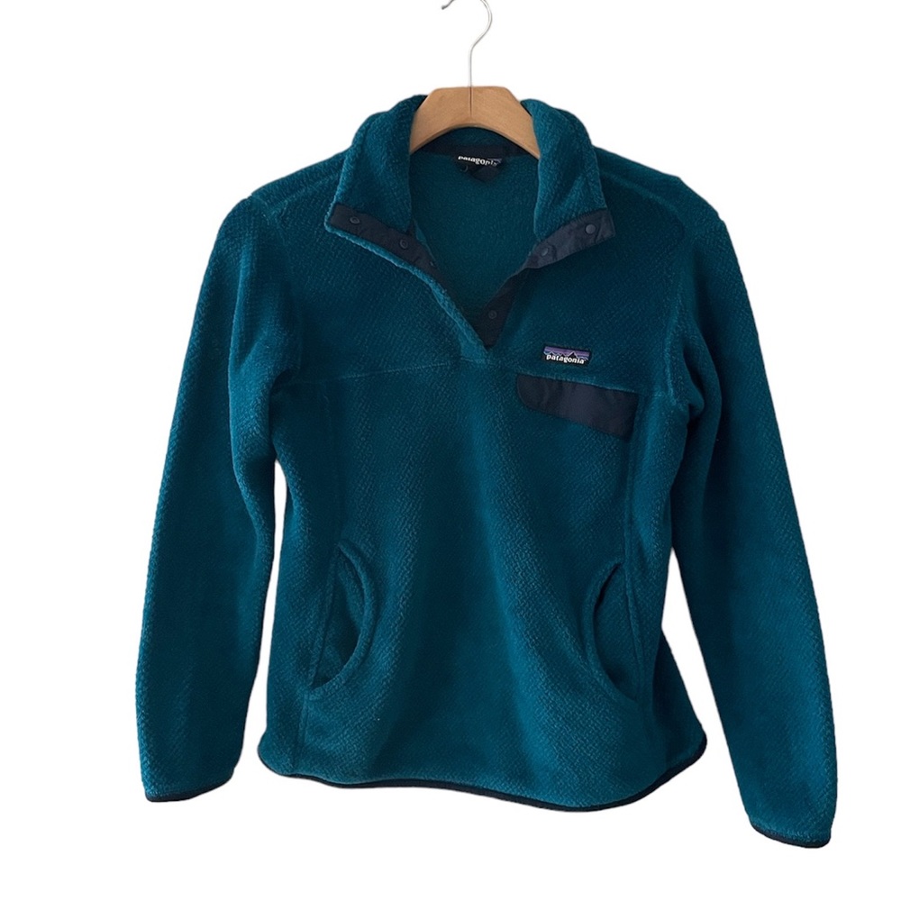 Patagonia Woman’s Dark Teal Blue Green Pullover Polartec Thermal Pro Medium